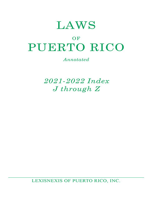 Title details for Laws of Puerto Rico Annotated by Publisher's Editorial Staff - Wait list
